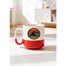 BB Design Renkli Yüzücü Tasarımlı Seramik Baskılı Pro Kupa Bardak 330ML