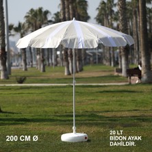 Branda Marketim Krem-Beyaz Plaj Şemsiyesi 200 cm Ø (Bidon Ayak Dahil)