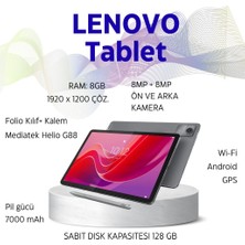 Lenovo 11 Inç 8/128GB Folio Kılıf+ Kalem Tablet -Gri
