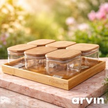 CO Kahvaltılık Set 6`lı Borosilikat Bambu Kapaklı Kare