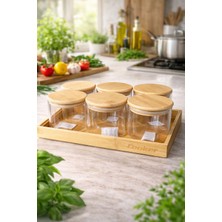 CO Kahvaltılık Set 6`lı Borosilikat Bambu Kapaklı Yuvarlak