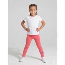 İncili Kız Çocuk Pamuklu Karpuz Nakışlı Esnek Tayt - Koyu Pembe Okul ve Günlük Kullanım Çocuk Taytı