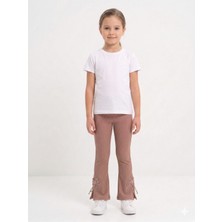 İncili Kız Çocuk Kaşkorse Ispanyol Paça Tayt - Pudra Detaylı Yeşil Esnek Okul ve Günlük Tayt