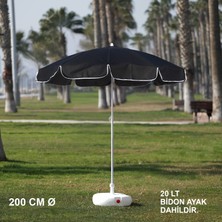 Branda Marketim Siyah Plaj Şemsiyesi 200 cm Ø (Bidon Ayak Dahil)