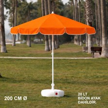 Branda Marketim Turuncu Plaj Şemsiyesi 200 cm Ø (Bidon Ayak Dahil)