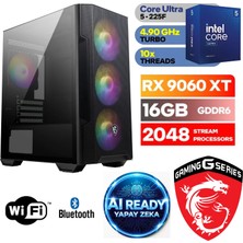 MSI Şafak-Gaming Pc Ddr5-Intel Core Ultra 5 225F-RX 9060XT 16GB- 16 GB Ddr5 Ram-1 Tb Nvme M.2 5000 4000-YAPAY Zeka -WİN11PRO
