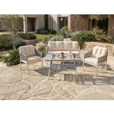 Tu Tienda Üsküdar Alüminyum Ip Örgülü 2+1+1+MASA(70*120) Bahçe Balkon Mutfak Takımı,krem