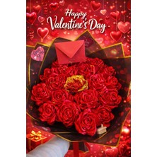 Ada Home Collection Kırmızı Saten Gülden Ledli Yapay Çiçek Buketi