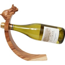 Miamantra Kedili Ahşap Şaraplık / Şişe Standı (34 cm)