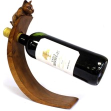 Miamantra Kedili Ahşap Şaraplık / Şişe Standı (34 cm)