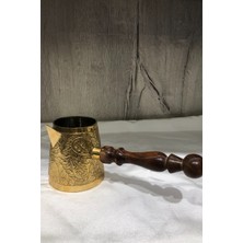 Miamantra Ahşap Kulplu Pirinç Cezve (Altın Rengi)