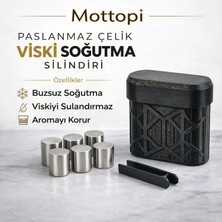 Mottopi Paslanmaz Çelik Viski Soğutucu Silindir 6 Adet,Paslanmaz Çelik Buz Silindiri,Metal Buz Küpü