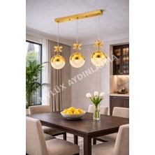 Şeker Yemek Masası Ledli 3lü Avize -Parlak ve Zarif Aydınlatma Deneyimi Yatak Odası-Hol-Salon