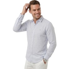 Rizzup Mavi Slim Fit Çizgili %100 Pamuk Erkek Gömlek – Nefes Alan Şık Günlük Gömlek 2602626