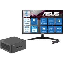Asus Nuc 15 Pro Tall Kit Intel Core 7-240H 5.2ghz Up 128GB Ddr5 4tb SSD Intel® Graphics Asus 120Hz IPS 23.8 Fhd Mon. WIN11HOME Mini Masaüstü Bilgisayar RNUC15CRHC70000223H40+ZETTAUSBBELLEK
