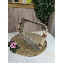 Eylül Dünyası Ahsap Kulplu,cok Amaclı Hasır Sepet (30X20 Cm)