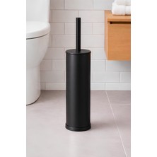 Sas Metal Tuvalet Fırçası - Modern Banyo Klozet Fırça Takımı - Kapaklı Tasarım Titan Siyah 7000