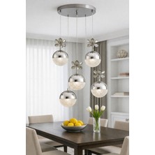 Şeker Krom 5li Avize 3 Renk - Parlak ve Zarif Aydınlatma Deneyimi Yatak Odası-Hol-Salon