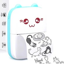 Vothoon Mini Fotoğraf Yazıcı Kablosuz Etiket Yazıcı Baskı Makinesi Ios Android Uyumlu Termal Printer Mavi