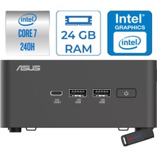 Asus Nuc 15 Pro Tall Kit Intel Core 7-240H 5.2ghz Up 24GB Ddr5 512GB SSD Intel® Graphics Freedos Mini Masaüstü Bilgisayar RNUC15CRHC700002F07+ZETTAUSBBELLEK