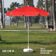 Branda Marketim Kırmızı Plaj Şemsiyesi 200 cm Ø (Bidon Ayak Dahil)