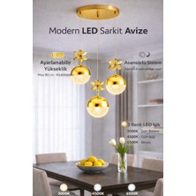 Şeker  3 Lü Avize 3 Renk - Parlak ve Zarif Aydınlatma Deneyimi Yatak Odası-Hol-Salon