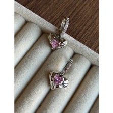 CHERIECHIC Jewels Kalp Pembe Kristal Charm  Zirkon  Küpe
