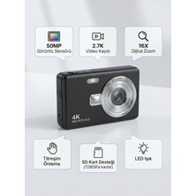 FaroxTech 50MP Kompakt Dijital Fotoğraf Makinesi 16X Dijital Zoom Anti-Shake Vlog ve Video Kamerası