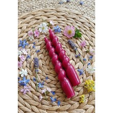 Drn Pembe Renkli Spiral, Burgulu Pinterest Model Şamdan Mum 2' Li Set