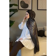 Diorel Vual Ipek Şal Leopar Desenli Haki Yeşil