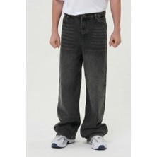 Haykids Erkek siyah Geniş Paça Baggy Alt Giyim Kot Pantolon