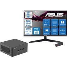 Asus Nuc 15 Pro Tall Kit Intel Core 7-240H 5.2ghz Up 96GB Ddr5 512GB SSD Intel® Graphics Asus 120Hz IPS 23.8 Fhd Mon. Freedos Mini Masaüstü Bilgisayar RNUC15CRHC70000223F32+ZETTAUSBBELLEK