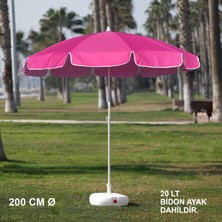 Branda Marketim Pembe Plaj Şemsiyesi 200 cm Ø (Bidon Ayak Dahil)