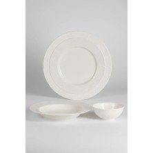 İpek Porselen 6 Kişilik 24 Parça Krem  Porselen Yemek Takımı Lisa – Şık Sofra Seti