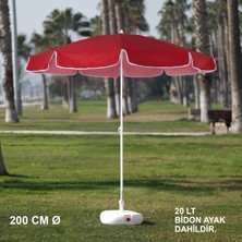 Branda Marketim Bordo Plaj Şemsiyesi 200 cm Ø (Bidon Ayak Dahil)