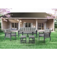 Tu Tienda Alüminyum Alaçatı 3+1+1+MASA(70*120)+2PUF Bahçe Balkon Mutfak Takımı