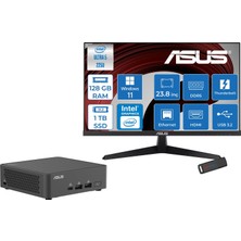 Asus Nuc 15 Pro Slim Kit Intel Core 5-225H 4.9ghz Up 128GB Ddr5 1tb SSD Intel® Graphics Asus 120Hz IPS 23.8 Fhd Mon. WIN11HOME Mini Masaüstü Bilgisayar RNUC15CRKU50000223H38+ZETTAUSBBELLEK
