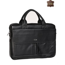 Ççs 71476 Hakiki Deri Unisex Evrak Çantası Laptop Bölmeli Profesyonel Iş Çantası Siyah