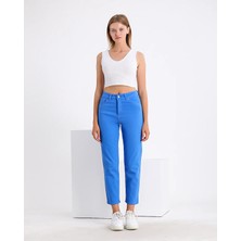 Lenithra Kadın Yüksek Bel Power Likralı Mom Jean