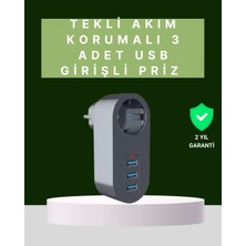 Termal Akım Korumalı 3 Usb'li Güvenli Priz – Akıllı Akım Dengeleme Tdms-07