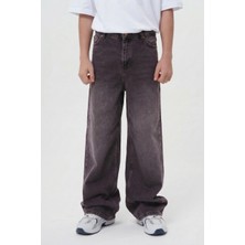 Haykids Erkek Füme Geniş Paça Baggy Alt Giyim Kot Pantolon