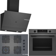 Bosch Gri 3 Lü Ankastre Set 474 ( HUA736EN0T - POP7C9P30O - DWK67PJ70T  ) 67CM Ocak - Buhar Destekli -