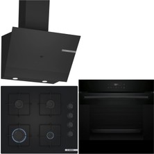 Bosch Siyah 3 Lü Ankastre Set 452 ( HJG852YB0T - POP6C6P30O - DWK67PJ60T )  - 3D Fry Hava ile Kızartma -