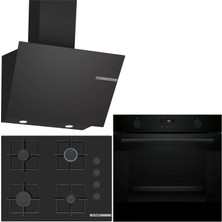 Bosch Siyah 3 Lü Ankastre Set 376 ( HUA736EA0T - POP7C6P30O - DWK66PJ60T  ) 67CM Ocak - Buhar Destekli -