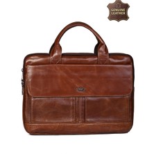 Ççs 71476 Hakiki Deri Unisex Evrak Çantası Laptop Bölmeli Profesyonel Iş Çantası Kahverengi