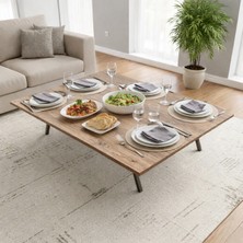 Ratemo Mobilya Ratemo Katlanır Metal Ayaklı Yer Sofrası 89X119 cm – Modern Dikdörtgen Çok Amaçlı Masa – Sonomo