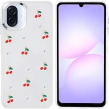No 7 Tech Galaxy A07 Kılıf Airbag Tasarımlı Simli Şeffaf Zore Kutup Kapak - Kiraz