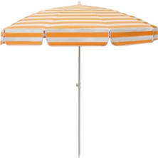 Ods Plaj Şemsiyesi Turuncu-Beyaz+Şemsiye Kazığı Taşıma Çantası Hediyeli