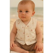 Bistil Bistyle Yelek Çift Taraflı Müslin Starfish Wishes Pembe - Ekru