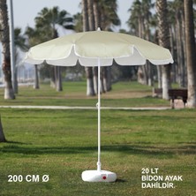 Branda Marketim Krem Plaj Şemsiyesi 200 cm Ø (Bidon Ayak Dahil)